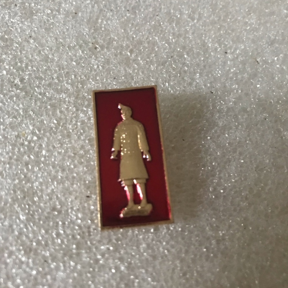 Gold and Red Silhouette Rectangle Pin - Women Jewelry